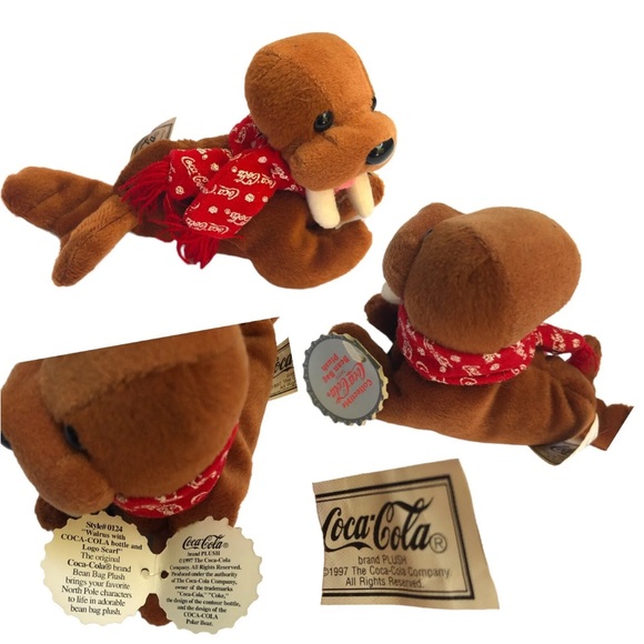 Three Original Coca-Cola Brand Bean Bag Plush With Tags - Picture 4 of 4
